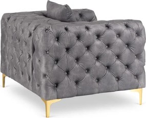 Fotel Wypoczynkowy SORRENTO 1S Szary Welurowy Glamour