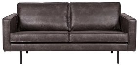 Czarna sofa z obiciem ze skóry z recyklingu BePureHome Rodeo, 190 cm