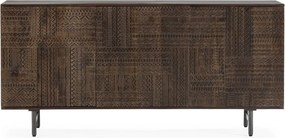 Ciemnobrązowa komoda z litego drewna mango 160x75x40 cm Kalai – MOME