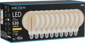Mexen Vintis 10x żarówka filament spirala LED E27, G125, 6W, Ciepła - 2200K, 530 lm, amber - L168-E27-0622-50x10