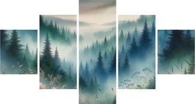 Obraz - Leśny krajobraz z mgłą (125x70 cm)