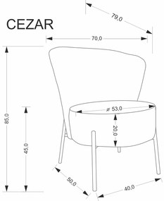 CEZAR fotel wypoczynkowy beżowy tkanina CREMONA nowoczesny stylowy