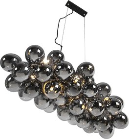Inteligentna lampa wisząca czarna z przydymionym szkłem 8-punktowa z 8 żarówkami Wifi G9 - Uvas