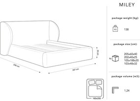 Beżowe tapicerowane łóżko dwuosobowe ze schowkiem i stelażem 160x200 cm Miley – Micadoni Home