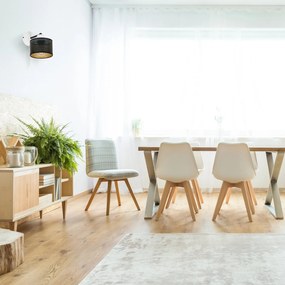 Biały kinkiet z włącznikiem jednopunktowy z czarnym abażurem SHWD-BE-1