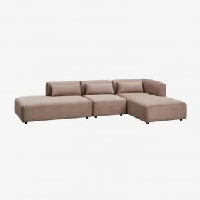 Sofa Modułowy Z Prawym Szezlongiem, 3-częściowy Z Otomanką Fogler Sztruks Brąz Karmelowy - Sklum