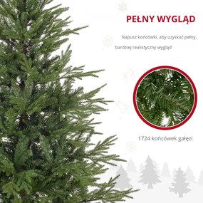 HOMCOM Sztuczna choinka, 150 cm z 1724 gałęziami, metalowa podstawa, Zielona | Aosom PL