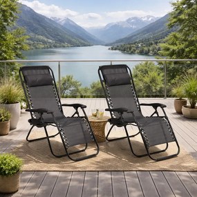 Zestaw 2 składanych leżaków ogrodowych Malibu TDC2502, kolor szary