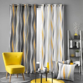 Żółto-biała zasłona 140x260 cm Ondulys – douceur d'intérieur