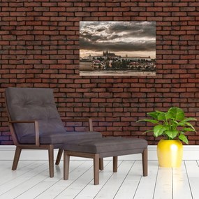 Obraz na szkle - pochmurna Praga (70x50 cm)