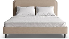 Szarobeżowe tapicerowane łóżko dwuosobowe ze stelażem 180x200 cm Aveline – Micadoni