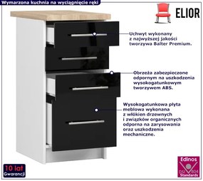 Czarna dolna szafka do kuchni z szufladami - Poli 4X