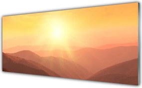 Szkło do Kuchni na Ścianę Ognisty Zachód nad Szczytami