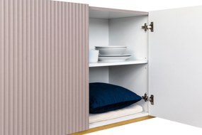 Komoda Nicole 200 cm czterodrzwiowa z ryflowanym frontem - antyczny róż / złote nóżki - Limitowana oferta
