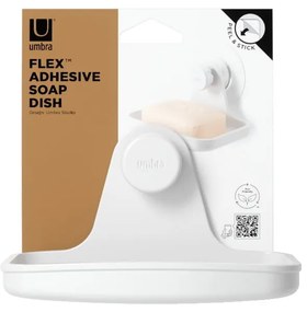 Biała mydelniczka bez wiercenia z plastiku z recyklingu Flex – Umbra