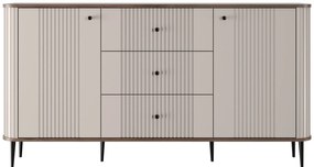 Komoda Vesper 160 cm z szufladami - kaszmir / orzech / czarne nogi