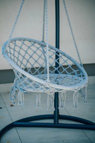 Szary wiszący fotel KOLUMBIA ze stojakiem