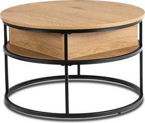 Stolik Kawowy ASTUR 80 cm z Podnoszonym Blatem Dąb/Czarny Loft