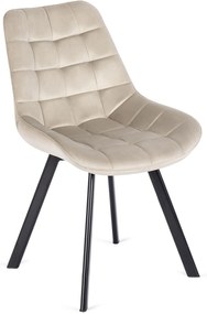 Krzesło Tapicerowane do Salonu RICK Ecru Welurowe Nowoczesne Loft