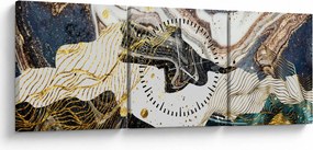 Obraz - Designerski marmur (z zegarem) (90x30 cm)