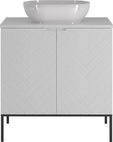 Szafka z umywalką nablatową Aspen 08, biały mat/czarny, 80 cm - zestaw 2