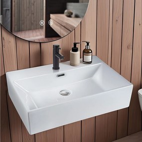 Umywalka łazienkowa ceramiczna NETTLIFE – kwadratowa