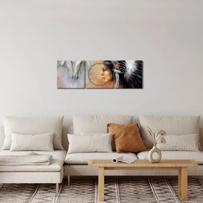 Obraz - Czary Indian (z zegarem) (90x30 cm)