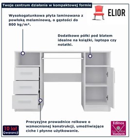 Funkcjonalne białe biurko z szufladami P3-C10