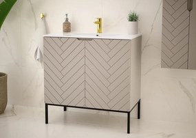 Szafka pod umywalkę wpuszczaną Aspen 08, cashmere/czarny, 80 cm