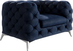 Ciemnoniebieski aksamitny fotel Chelsea – Ropez