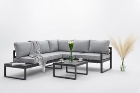 Zestaw mebli ogrodowych NICEA szary lewy narożnik aluminiowy i stolik tarasowy