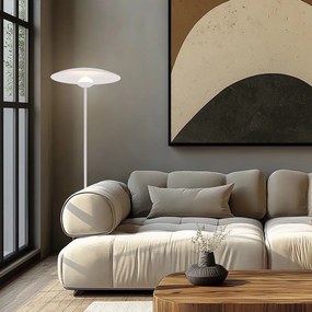 Biała lampa stojąca LED z metalowym kloszem (wysokość 140 cm) Lund – Candellux Lighting