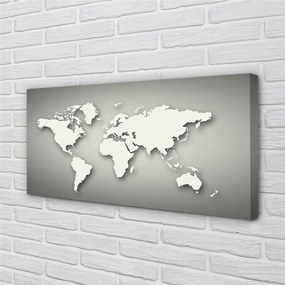 Obraz na płótnie Biała Mapa na Szarym Tle