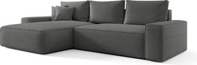 NAROŻNIK MONA z funkcją spania QUELLE 92 Szary Lewy Sofa w kształcie L z pojemnikiem na pościel, sofa rozkładana, sofa do salonu