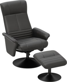 HOMCOM Fotel obrotowy ergonomiczny z podnóżkiem czarny wygodny fotel relaksacyjny do salonu do 150 kg | Aosom PL