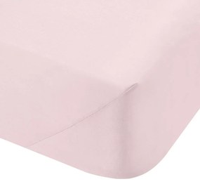 Różowe prześcieradło z perkalu bawełnianego z gumką 135x190 cm Cotton Percale – Bianca