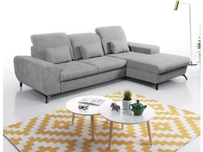 Rozkładany narożnik tapicerowany ALTA w układzie L z pojemnikiem, prawostronny, szary