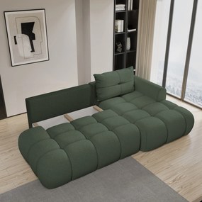 Masseno Narożnik FLUMA z funkcją spania i pojemnikiem na pościel Narozniki L, Rozkładana sofa - Zielony, QUELLE 37