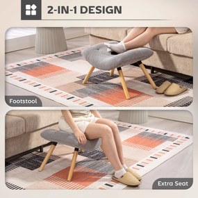 HOMCOM Nowoczesny podnóżek z tkaniny mikrofibrowej i drewnianymi nogami, tapicerowana, do salonu, sypialni, przedpokoju, Jasnoszary