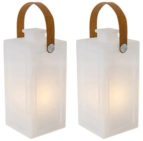 Zewnetrzna Zestaw 2 lamp stołowych biały efekt płomienia ładowalne IP44 - StardDesignerski Oswietlenie zewnetrzne