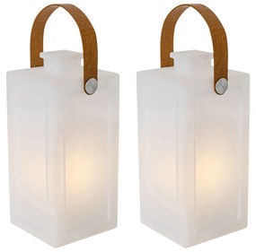 Zewnetrzna Zestaw 2 lamp stołowych z efektem białego płomienia, ładowalnych IP44 - StardDesignerski Oswietlenie zewnetrzne