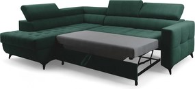 Narożnik Nardo L z funkcją spania lewostronny - zielony welur Bluvel 78