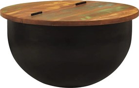 Czarny stolik kawowy z masywnego odzyskanego drewna 50x27 cm z ukrytą przestrzenią przechowywania