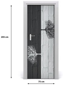 Naklejka samoprzylepna na drzwi Drzewa na murze