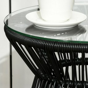 Outsunny Stolik ogrodowy w stylu boho, odporny na warunki atmosferyczne, PE-Rattan, 40 cm x 40 cm x 42 cm, Czarny