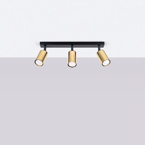 Plafony nowoczesny Glois, stal - 3 źródło światła 4000K - L.45 x H.18.5 cm - czarny/złoty