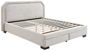 Łóżko z szufladami 160 x 200 cm - Tkanina - Beżowy - INASTO