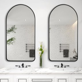 Lustro owalne wiszące portalowe w czarnej aluminiowej ramie 50 x 100 cm ARCH BLACK