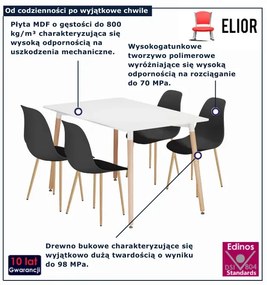 Biały stół z krzesłami na bukowych nogach W6-P85