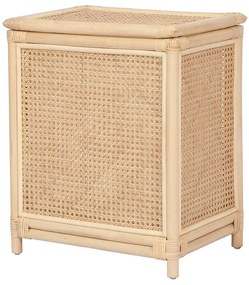 Kosz na pranie z rattanu z wykończeniem plecionkowym i pokrywą – dł. 45 × szer. 33 × wys. 56 cm – naturalny – CALYMA